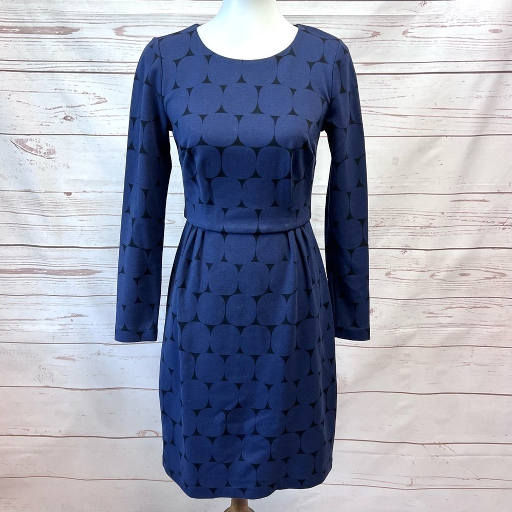 Boden Geometric Spot Polka Dot Print Ponte Knit Mod Sheath Dress